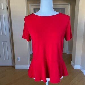 Express Red Short Sleeve Peplum Top